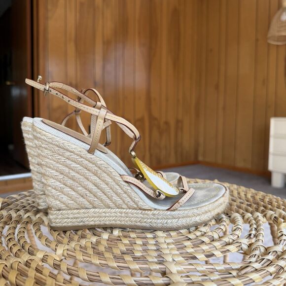 LOUIS VUITTON TRUNKS & BAGS ESPADRILLE WEDGE STRAPY PLATFORM SANDALS EU 40 US 10 - Picture 4 of 16